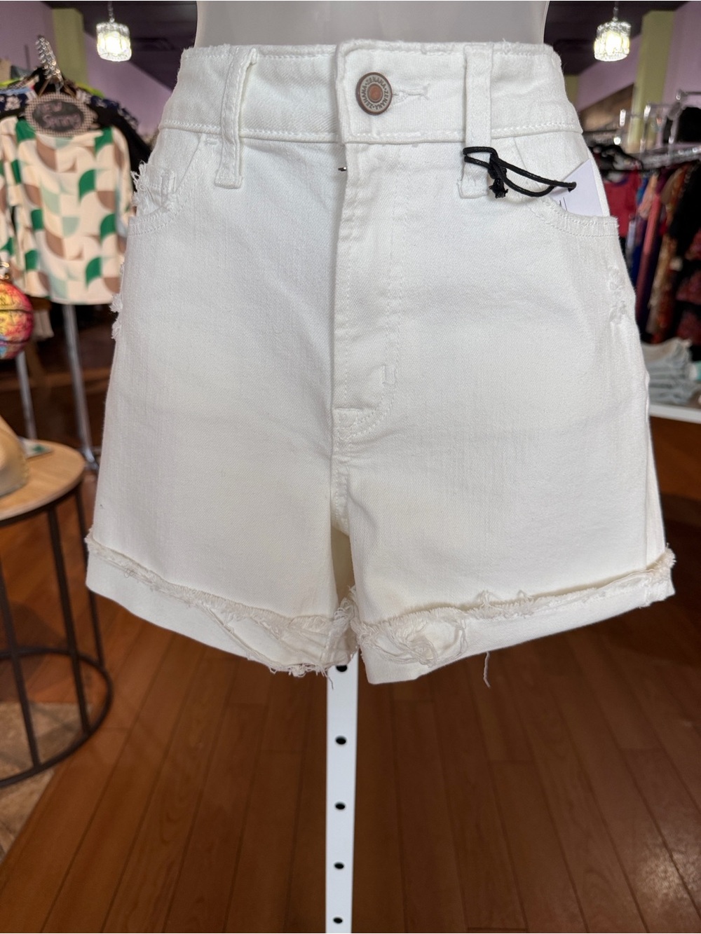 Zenana Outfitters White High-Rise Rolled Hem Jean Shorts